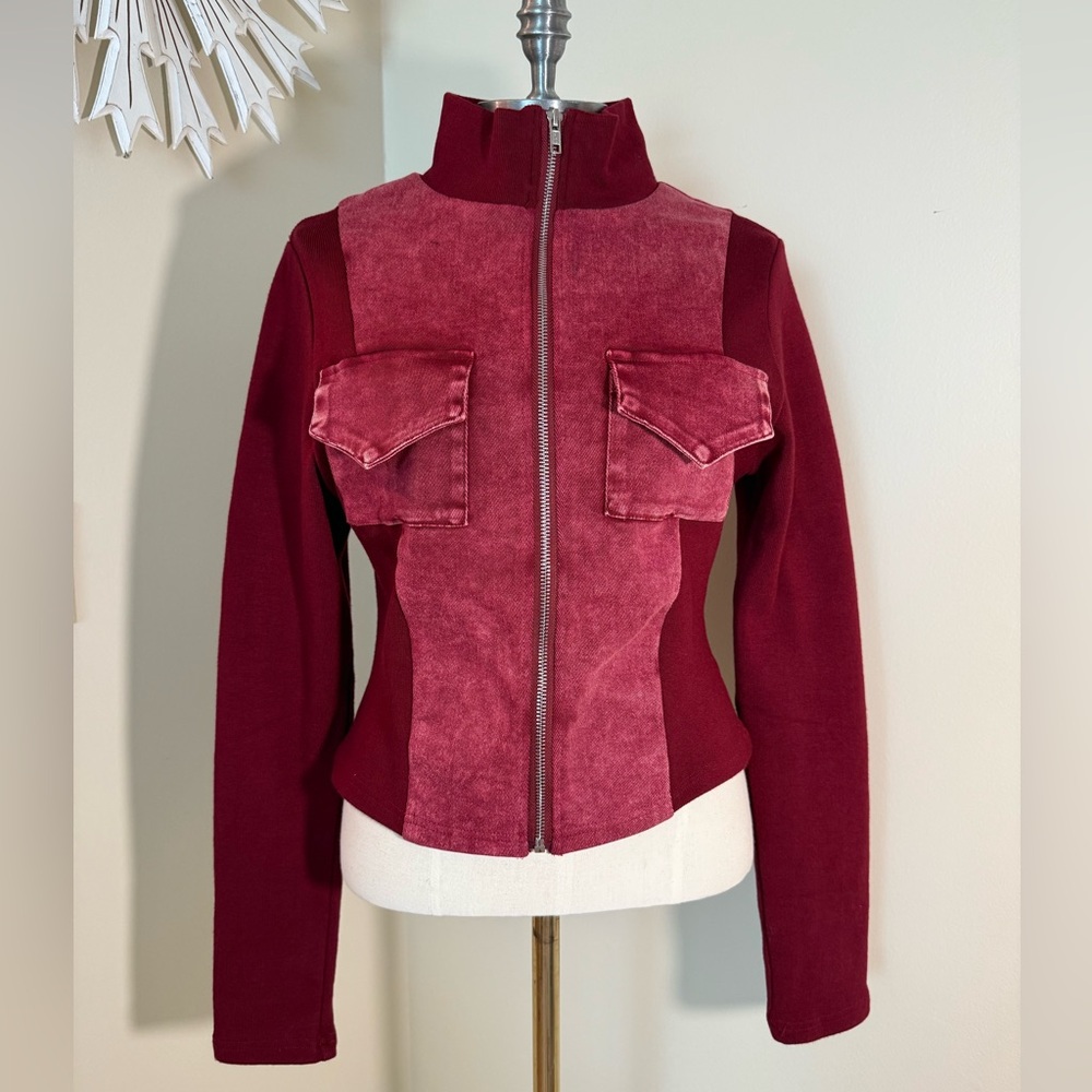 Women's Red Jacket with Front Pockets
